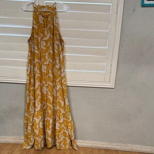 Nine West Mustard and Cream Maxi Dress